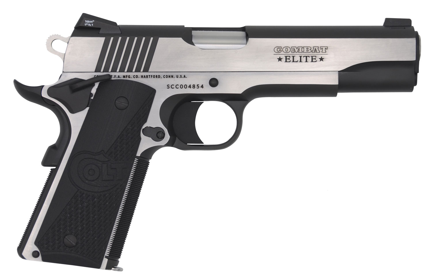 Colt Mfg O1070CE 1911 Combat Elite Government 45 ACP 5″ 8+1 Overall Two-Tone Elite Finish Stainless Steel Frame & Slide with Half Checkered & Scalloped Black G10 Grip & Night Sights Colt Mfg O1070CE 1911 Combat Elite Government 45 ACP 5″ 8+1 Overall Two-Tone Elite Finish Stainless Steel Frame & Slide with Half Checkered & Scalloped Black G10 Grip & Night Sights - Semi Auto Handguns - Rampart Guns
