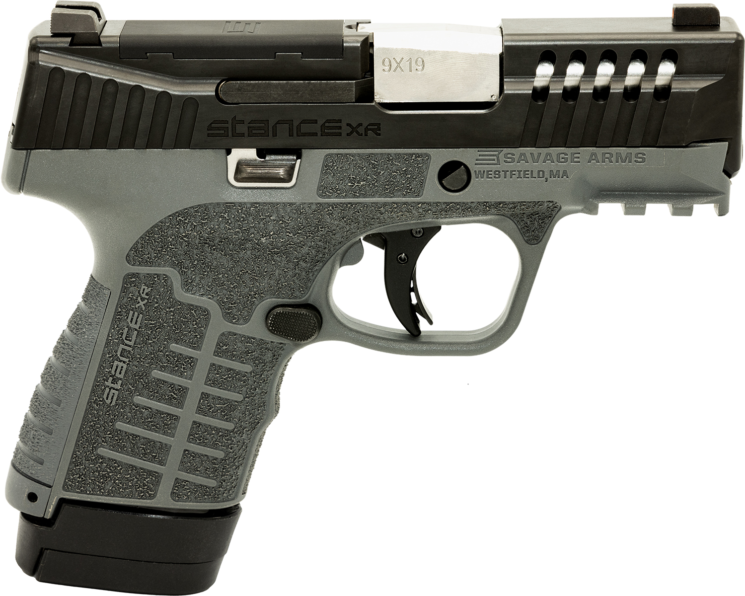 Savage Arms 67066 Stance XR Micro Frame 9mm Luger 13+1 3.20″ Stainless Steel Barrel, Black Nitride Ported Steel Slide, Gray Stainless Steel Frame w/Picatinny Rail, Gray GFN Grip, Ambidextrous Savage Arms 67066 Stance XR Micro Frame 9mm Luger 13+1 3.20″ Stainless Steel Barrel, Black Nitride Ported Steel Slide, Gray Stainless Steel Frame w/Picatinny Rail, Gray GFN Grip, Ambidextrous - Semi Auto Handguns - Rampart Guns