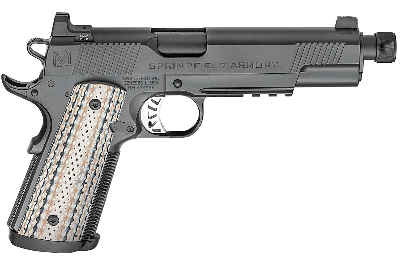 Springfield 1911 Master Class Silent Operator 45ACP Black Nitride with Threaded Barrel Springfield 1911 Master Class Silent Operator 45ACP Black Nitride with Threaded Barrel - Firearms - Rampart Guns