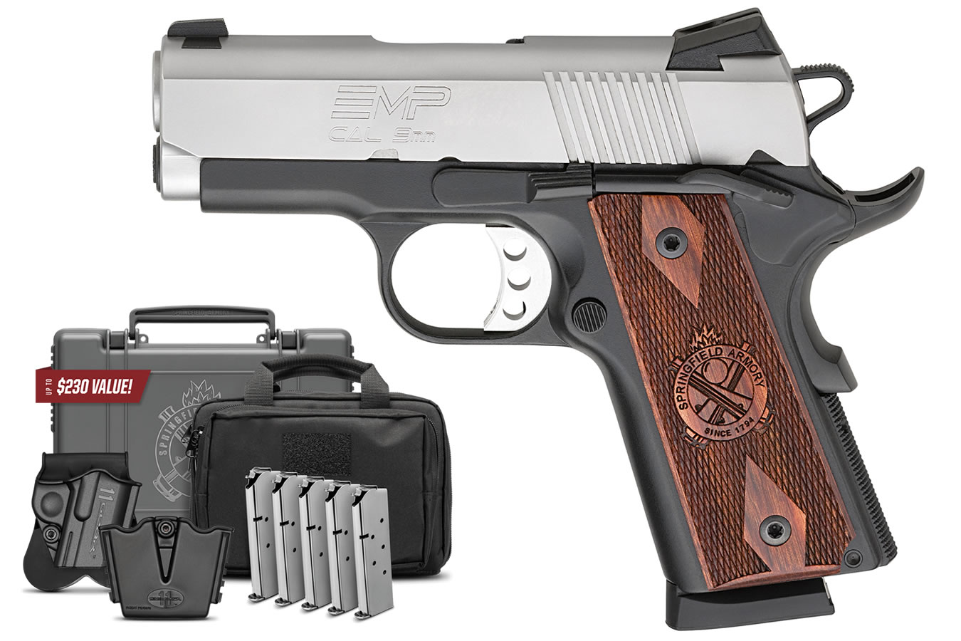 Springfield 1911 EMP 9mm Bi-Tone Pistol with Instant Gear Up Package Springfield 1911 EMP 9mm Bi-Tone Pistol with Instant Gear Up Package - Pistols - Rampart Guns
