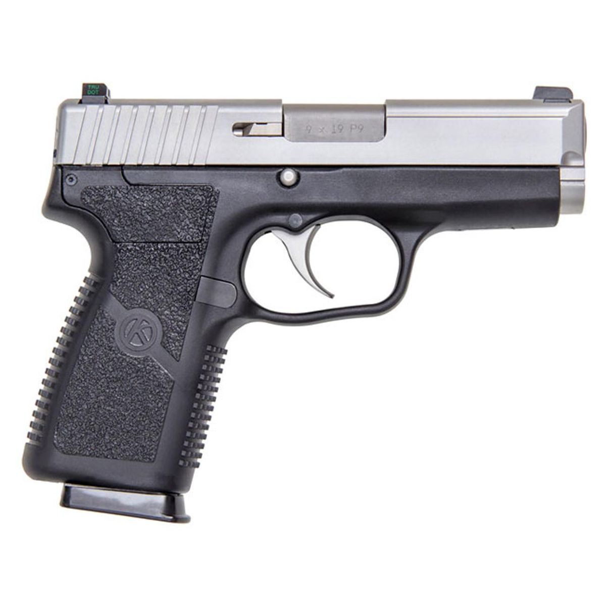 Kahr P9 Handgun 9mm Luger 7rd(2)&8rd(1) Magazines 3.6″ Barrel Stainless Slide/Black Grip Night Sights CA Compliant Kahr P9 Handgun 9mm Luger 7rd(2)&8rd(1) Magazines 3.6″ Barrel Stainless Slide/Black Grip Night Sights CA Compliant - Semi Auto Handguns - Rampart Guns