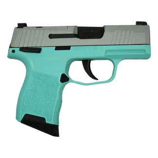 Sig Sauer “Silver Slide/Robin’s Egg Blue Frame” P365 Optic Ready Handgun 9mm Luger 10rd Magazines(2) 3.1″ Barrel X-RAY 3 Sights Manual Safety - Semi Auto Handguns - Rampart Guns